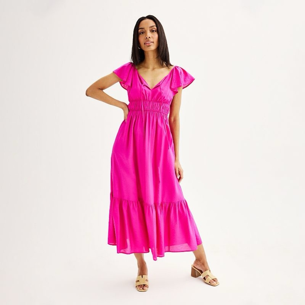Nine West Flutter Sleeve Maxi Dress
